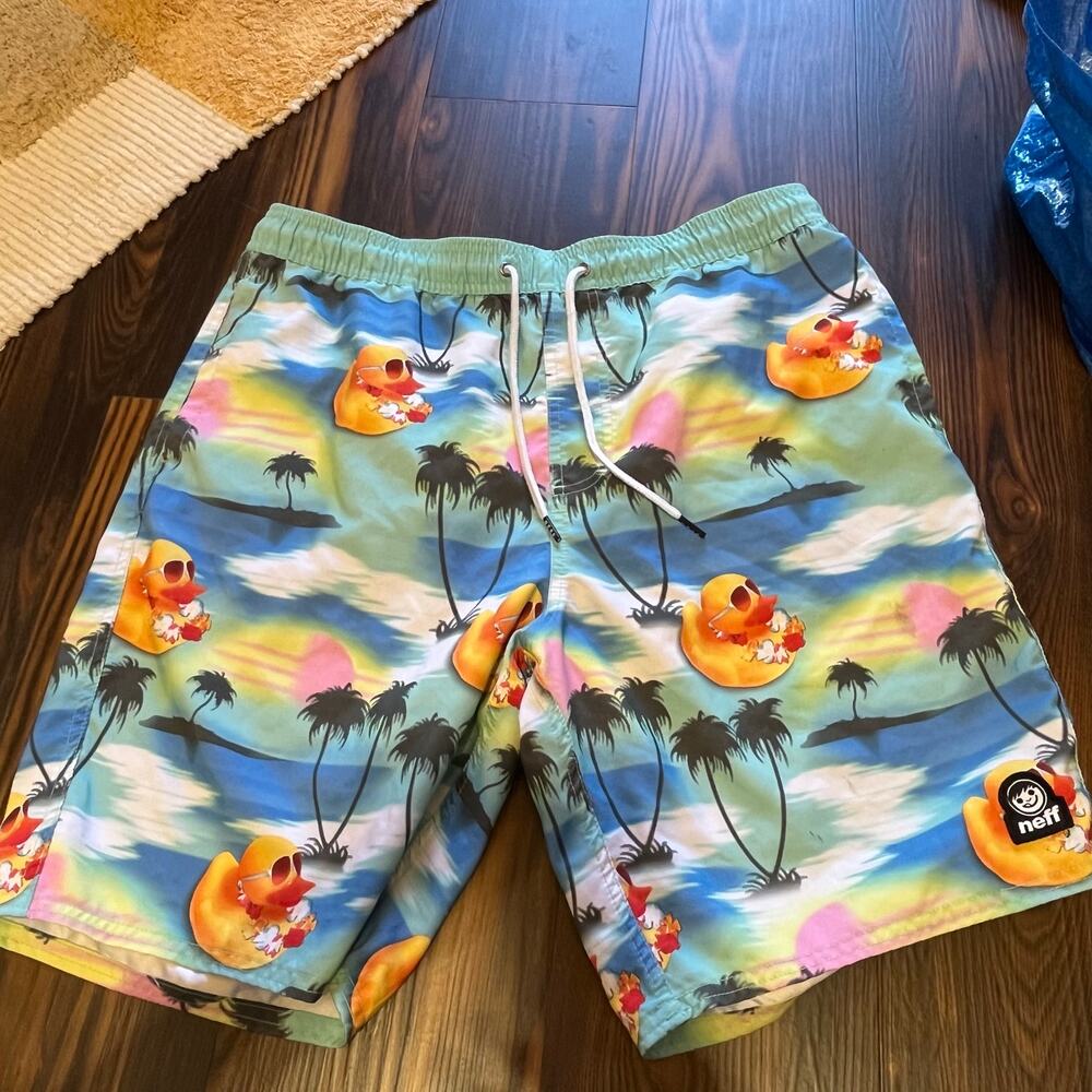 Neff Hawaiian Ducky Swim Trunks Board Shorts Size XL